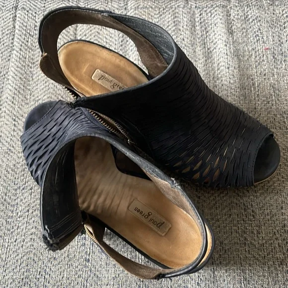 Paul Green Costa Blue Perforated Nubuck Leather Platform Sandals Booties Size: 9 - Picture 11 of 16